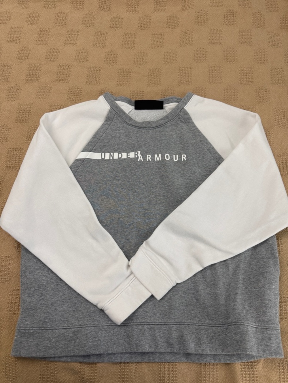 Under Armour Gray and White Raglan Crewneck Sweatshirt